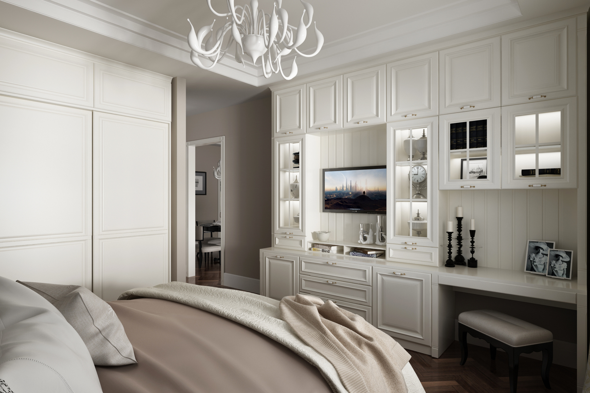 全鋁衣柜-01（風格：簡歐；顏色：暖白）