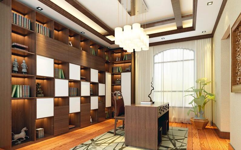 全鋁書(shū)柜-02（風(fēng)格：中式；顏色：胡桃木暖白）