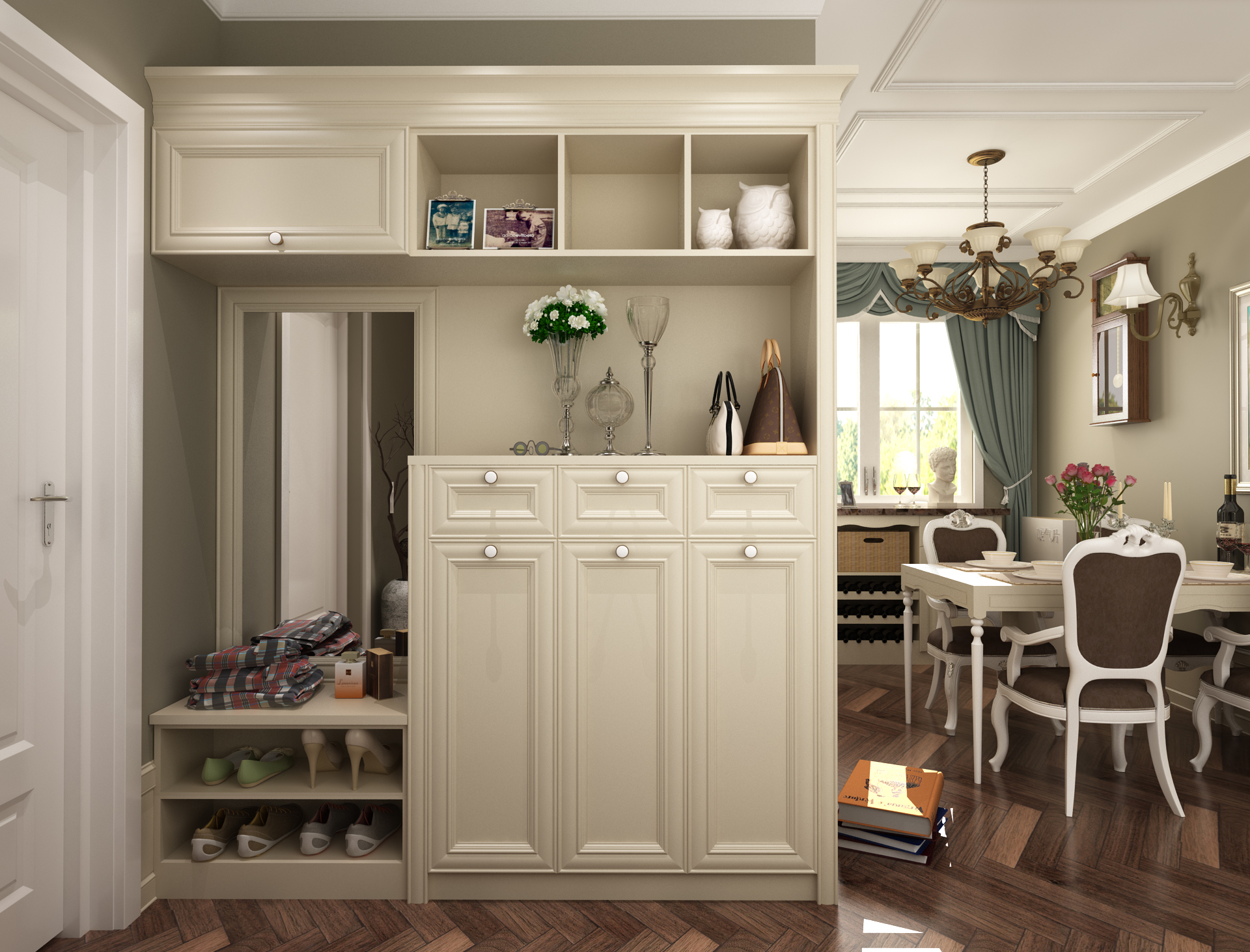 全鋁鞋柜-01（風(fēng)格：簡歐；顏色：象牙白）