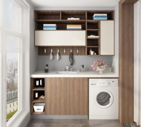 全鋁衛(wèi)浴柜-03（風(fēng)格：現(xiàn)代；顏色：胡桃暖白）